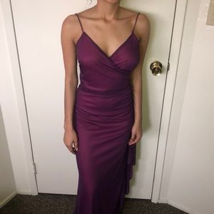 Full length purple dress with cute back cut out